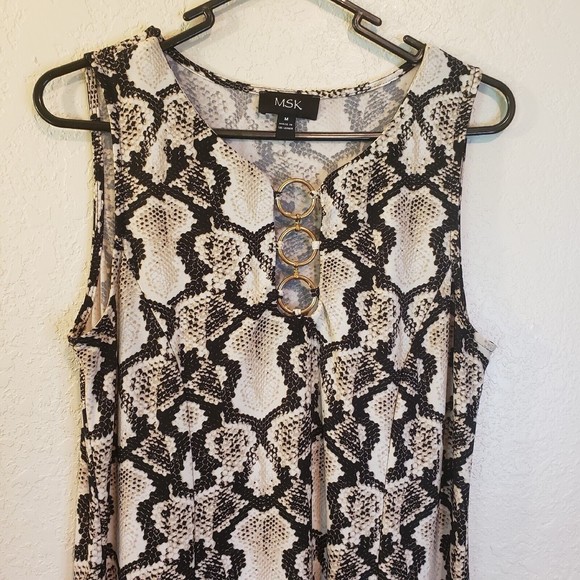 MSK Maxi Dress Snakeskin Print Sleeveless gold - Picture 2 of 10